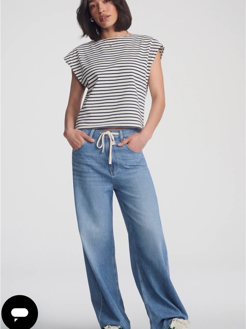 Mavi Nella High Rise Wide Leg Light Blue Women’s Jeans - Casual Drawstring Waist